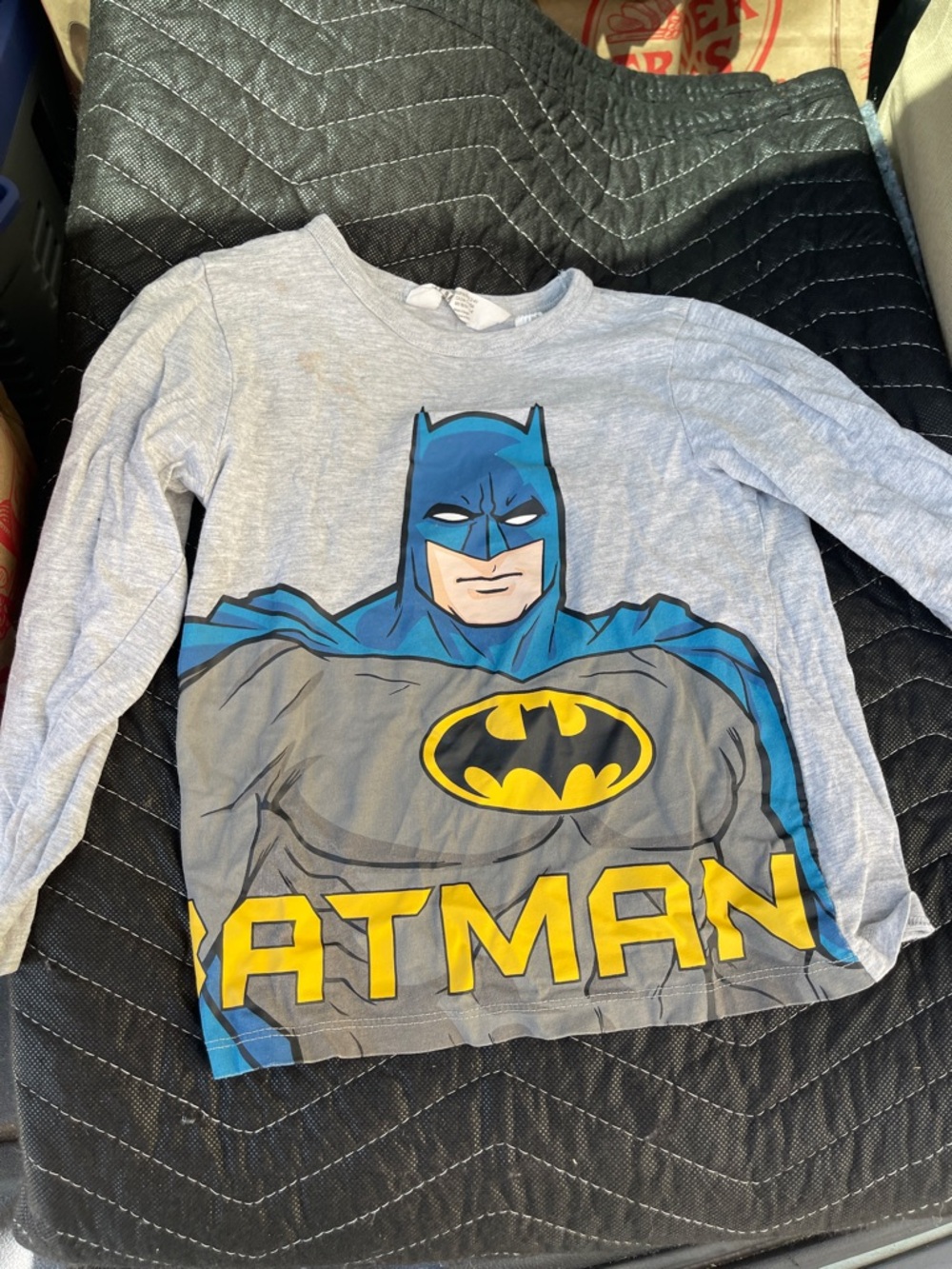 H&M Gray Blue Batman Graphic Long Sleeve Shirt